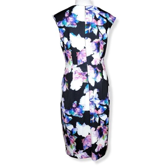 Antonio Melani Floral Sleeveless Sheath Dress Black Purple Size 10 - Picture 2 of 16